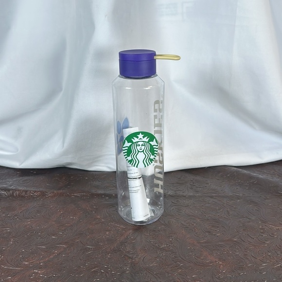 Starbucks Clear Water Bottle with Purple Cap UW - Picture 2 of 4
